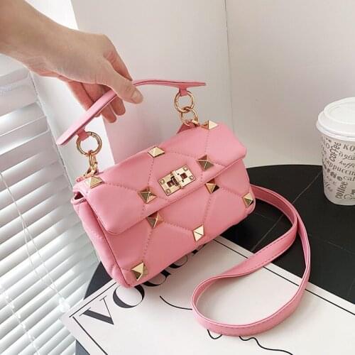 Fashion solid color crossbody bags small square bag simple and generous single shoulder bag female bag messenger bag