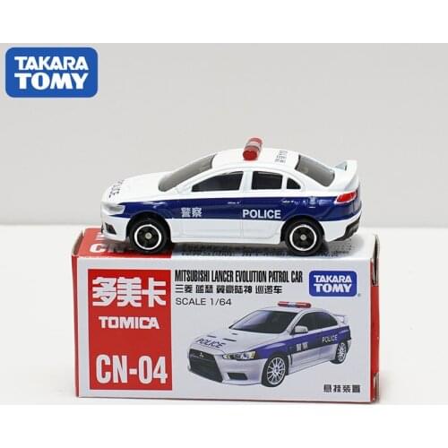 Takara Tomy Tomica Mitsubishi Lancer Evolution JDM EVO Alloy Diecast Diorama Patrol Car Model Miniature Carros CN04 Toys