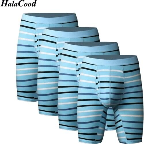4Pcs/lot High Quality Mens Long Boxer Homme Cotton Plus Size Underwear Striped Boxers Underpants Boxershort Men Sexy Man Hombre