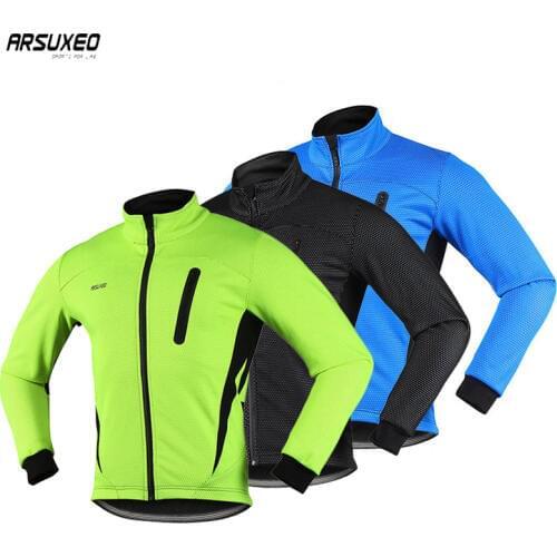 ARSUXEO Cycling Jacket Winter Thermal Fleece Sportswear Windproof Jacket Trousers Outdoor Sport Suit Unisex Man Woman Clothing