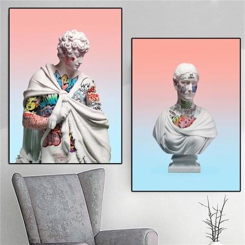 Giraffiti sculpture portrait wall art europen style modern home decortaion painting dropshipping canvas posters prints unframed