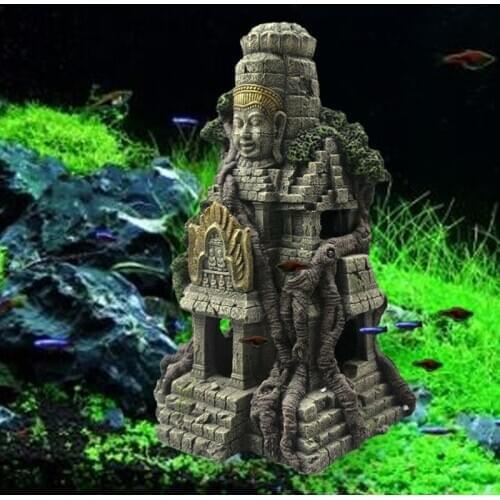 1PC Vietnamese Temple Fish Tank Landscaping Ornament Simulation Crafts Aquarium Decorations Fish Entertainment Hiding Place