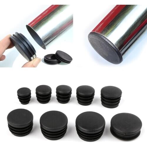 10Pcs/lot New Plastic Furniture Leg Plug Black Round Steel Pipe Tube Blanking End Caps Insert Plugs16-35mm decorative dust cover