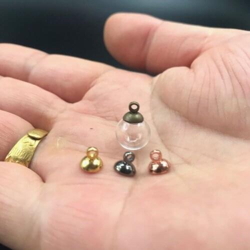 100pcs 8mm glaze ball glass vial charms Diffuser Perfume Refillable Essential Oil Aromatherapy 6mm cap include glass round ball