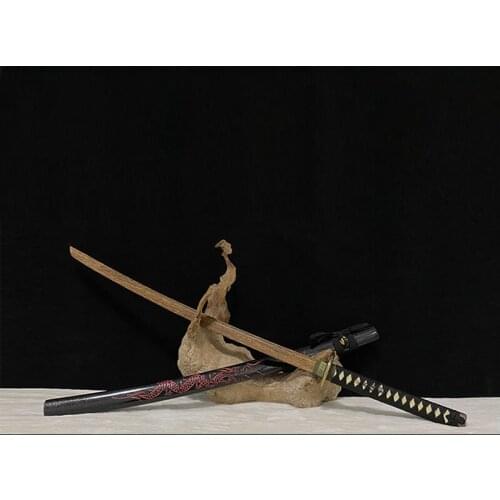 102cm Iaido Katana Dragon Battle Outside Tatsu Yamashiro Wooden Sword Props Wrapped Solid Wood Scabbard Alloy Fittings