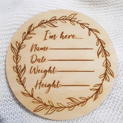 2pcs Wooden birth announcement Birth details Newborn Baby shower gift I'm here Name announcement