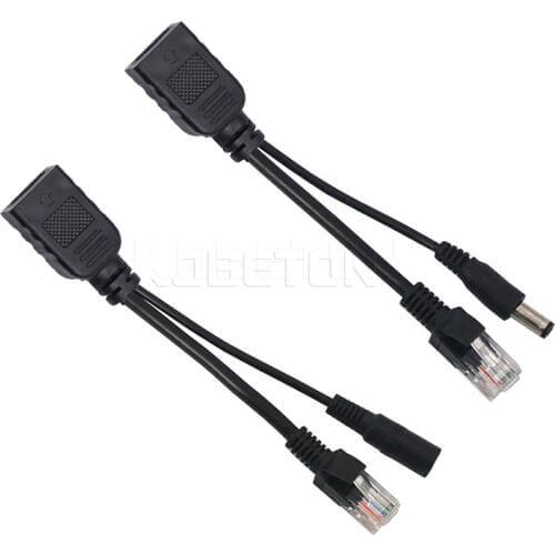 2pcs Tape Screened POE Cable Passive Power Over Ethernet Adapter Cable POE Splitter Injector Power Supply Module 12-48v
