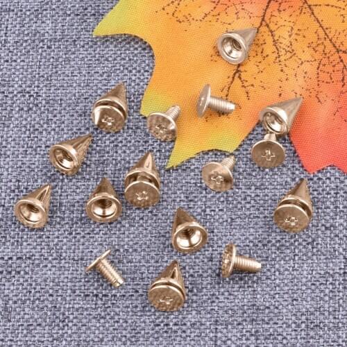 20/50/100pcs DIY Craft Spikes Cone Studs Metal 10mm Spots Rivet Cone Rock Clothes Handcraft Accessories Screw Studs Leathercraft
