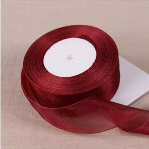 3mm-50mm Wine Red Organza Ribbon Apparel Sewing Tape Accessory Chiffon Fabric Ribbons Gift Wrapping Wedding Scrapbooking Roll