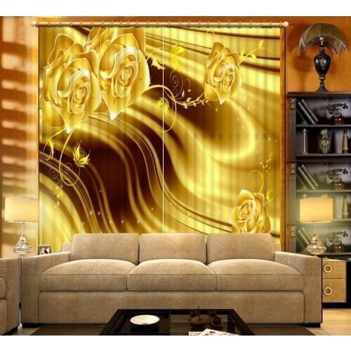 3D Curtains Drapes For Bed room Classic Home Decor window curtain living room golden modern bedroom 3D curtains