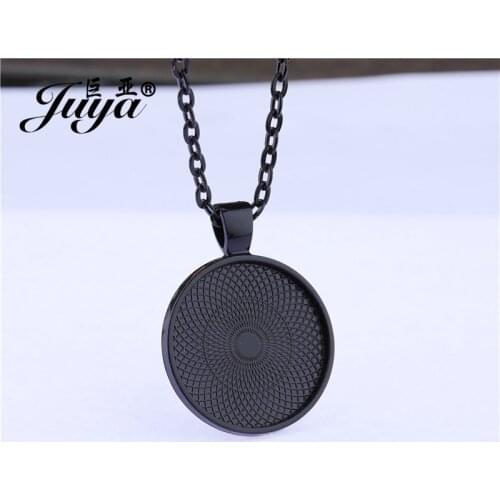 500PCS DIY Jewelry Making Pendant Necklace Charms 25mm Blank Base With 50cm Lobster Clasp Chains Tray Crafts Supplies Wholesales