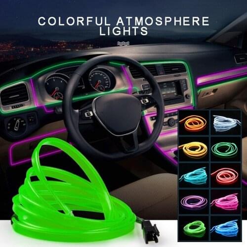 5m Car Interior Atmosphere LED Decor Lamp EL Neon Glow Light String Strip RGB Car Styling Interior Atmosphere Led Strip Light