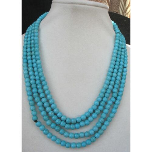 Turquoise green round 6mm necklace 60inch FPPJ wholesale beads nature