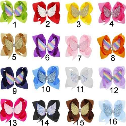 Unicorn Glitter Hair Bows Clips Accessories for Girls Kids Hairpins Fairy Wing Clip Barrettes Party Outfit Headwear HC146