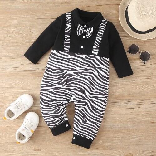 New 2021 Infant Newborn Baby Romper Winter Long Sleeve O Neck Black Striped Bow Baby Cute Rompers Clothes Outfits