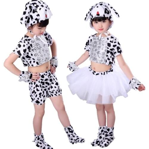 Children baby animal spotty dog costume tail tutu skirt Dalmatian boy girl halloween party cosplay costumehat gloves shoes kid