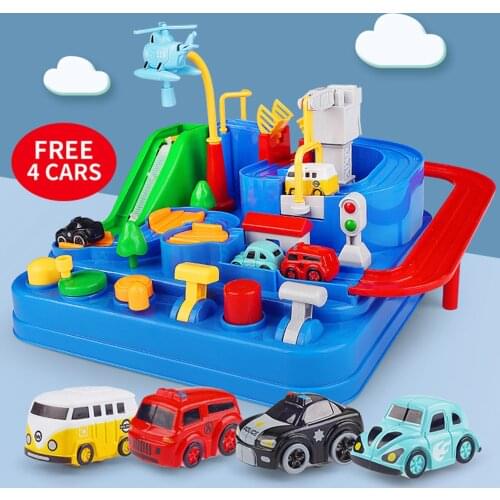 Kids Educational Car Toys for Boys Track Adventure Brain Table Games Rail Cars Mechanical Parking Lots Children Train Toy