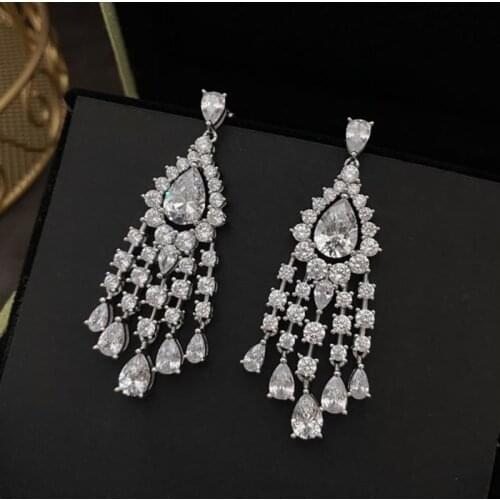 Designer Fashion 925 Sterling Silver Jewelry 5A Cubic Zirconia Party Earring