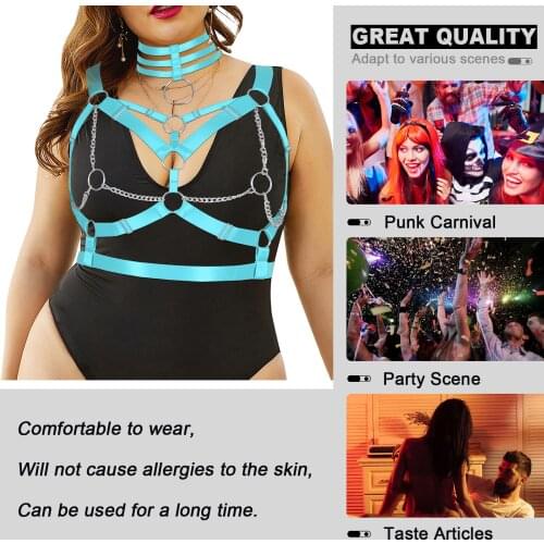 Gothic Necklace Collar For BDSM Women Chest Harness Bondage Chain Caged Bra Shoulder-Belt Fetish Underwear Exotic Accessories