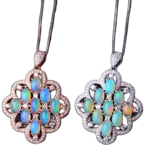 KJJEAXCMY boutique jewelry 925 pure silver inlaid natural OPA female Pendant + Necklace Jewelry