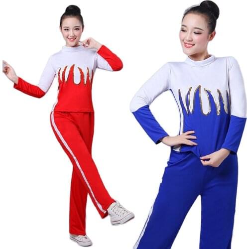 Cheerleader Costume for Women Aerobics Uniforms Cheerleading Clothing Square Dance Cheerleading Long Sleeved Sets