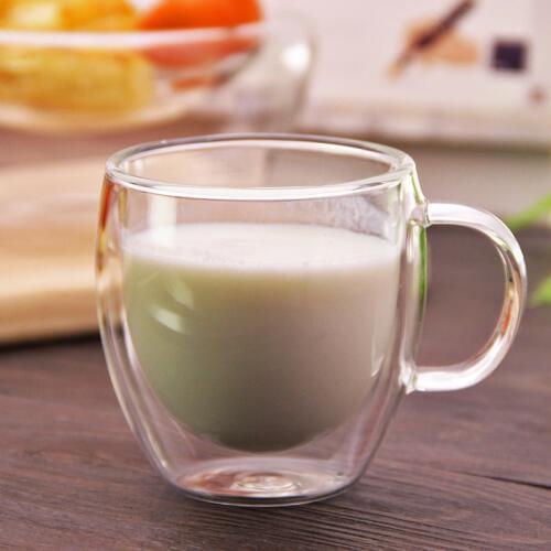 Fashion Double wall coffee cup office cups with Handle Clear Handmade Heat Resistant Tea Drink Cups Healthy Drink L29C