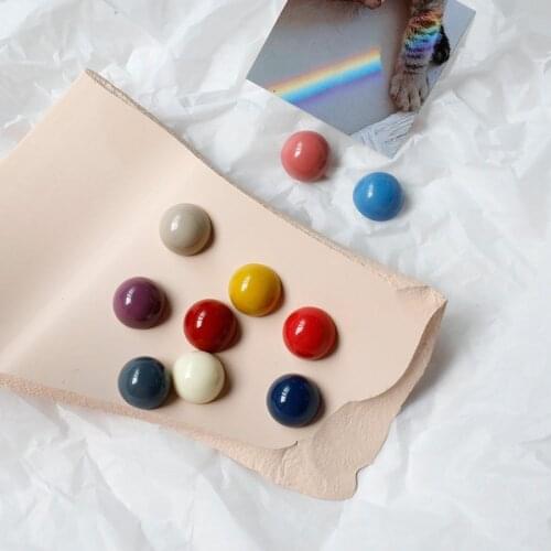 Fashion Cute Half Round Shaped Resin Stud Earrings For Women Girls Simplicity Ear Jewelry Birthday Party Gifts