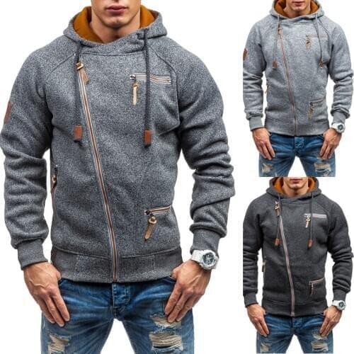 Mens Sport Jacket Long Sleeve Zip Up Hooded Coats Running Jackets Outwear Clothing Simple Solid Color Autumn Winter Coat