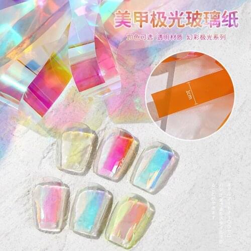 Nail Art Aurora Ice Cube Cellophane Stickers Design Slider Nail Art Decoration Water Sticker Manicure Accessorie Press on Nails