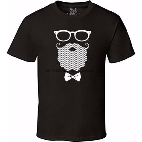 NEW MENS PRINTED GLASSES MUSTACHE BEARD BOW TIE HIPSTER GRAPHIC DESIGN T-SHIRT