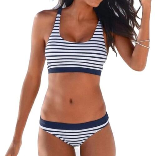 2021 New Sexy Striped Beach Bikinis Set Women Swimwear Push Up Swimsuit Female Bathing Suits Bikini Girls Pool Swimming Suit