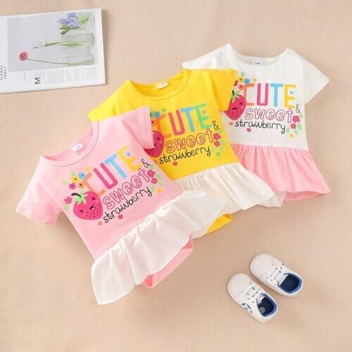New Summer Baby Girl Clothes Baby Bodysuit Cotton Letter Short Sleeve Baby Romper Dress Soft Newborn Baby Clothes Fashion 0-18M