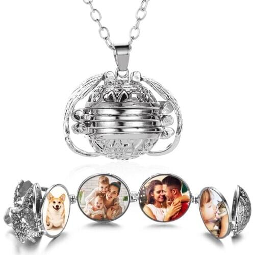 SUMENG New Arrival 2020 Fashion Magic 4 Photo Pendant Memory Floating Locket Necklace Angel Wings Flash Box Fashion Album Box