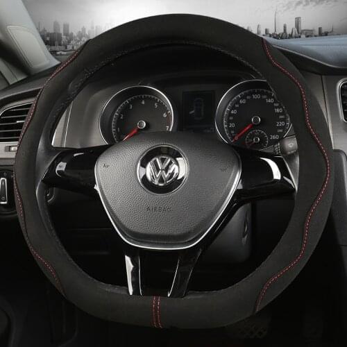 New D Shape Steering Wheel Cover for VW Golf 7 Polo 2014-2019 Scirocco Jetta 6 2017-2019 Santana 2016-2018 Auto Accesorioss
