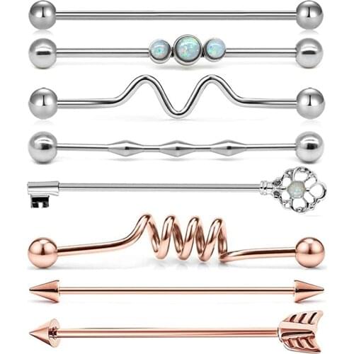 Industrial Earrings Stainless Steel Industrial Industrial Piercing Jewelry 14g 38mm 1 1/2 inch Silver Rose Gold Black