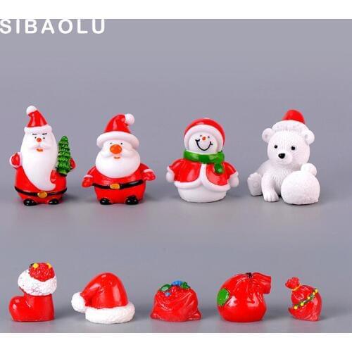 Christmas Snowman Sant Claus Miniature figurine Resin Toy Creative Gifts wedding decoration garden statue Home garden Decole