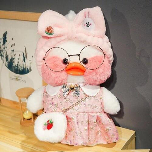 Pink Rabbit Hair Band Pink Skirt Strawberry Bag Hoodie Hyaluronic Acid Duck with Glasses Hat Plush Toy Stuffed Birthday Gift