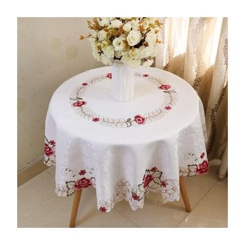 European Embroidery Table Cover Small Tablecloth Fabric Round Square Lace Pastoral Table Cloth Flower Simple Modern Dining Table