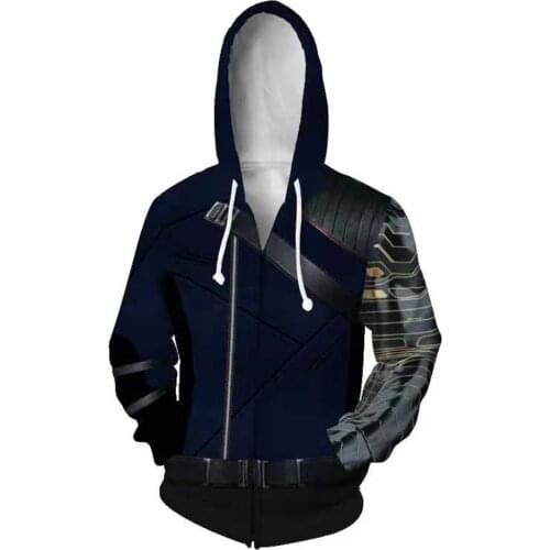 The Falcon Winter Soldier Bucky Barnes Cosplay 3D Printed Hood Hoodie Sweatshirt Casual Streetwear Pullover
