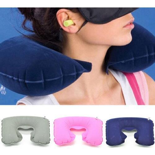 U-Shape Neck Travel Pillow Folding Neck Air Cushion Inflatable Travel Pillows Portable Comfortable Business Trip Outdoor New