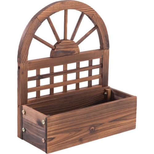 Carbonized antiseptic wood wall hanging flower pot creative decorative basket frame plant stand