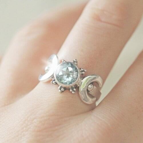 Sailor Moon Magical Anime Ring European American vintage Thai silver moonstone National wind Zircon jewelry sapphire ring
