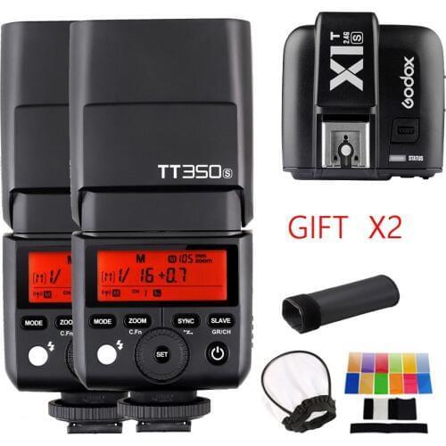 2X Godox TT350S Speedlite 2.4G HSS TTL GN36 Camera Flash +X1T-S Transmitt for Sony Mirrorles Camera A7R A58 A6000 A6500 DSLR