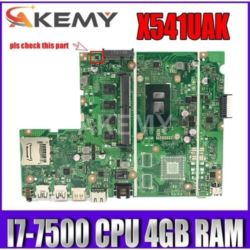 X541UAK With I7-7500 CPU 4GB DDR4 RAM Motherboard For ASUS X541U X541UA X541UAK X541UVK X541UV X541UJ laptop mainboard Tested