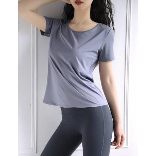 Women Loose Tank Hollow Splicing Mesh Workouts Yoga Tops Stretch Sexy Blouse Gym Sports Vest Summer Slim Fitness Short Sleeve