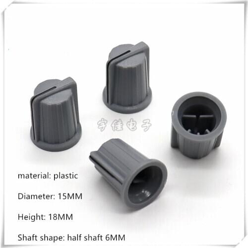 10 Piece 15*18MM half shaft Gray plastic knob potentiometer rotary encoder volume switch knob suitable for D axis 6MM