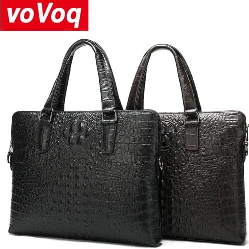 2020 New Arrival Casual Mens Genuine Leather Crocodile Pattern Business Handbag Briefcase Messenger Shoulder Bag Handbags Hot