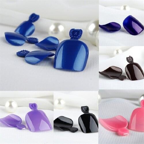 24pcs Fake Toe Nails Full Cover Solid Color False Nails Pre-designed Toe Artificial Nail Art Tips Purple Pink Black Red Toenails