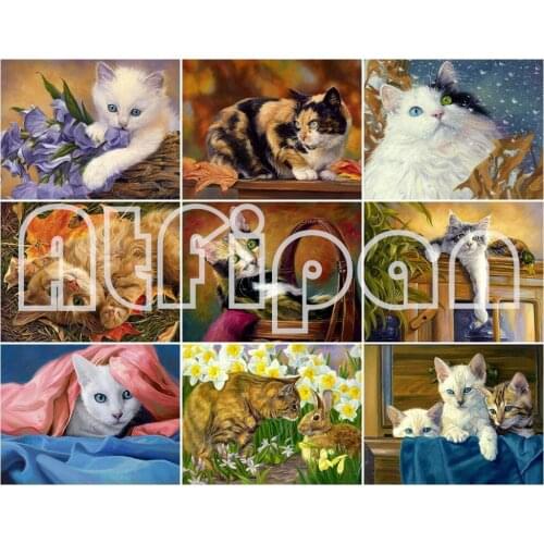 5D DIY Diamond Painting Cute Pet Cat Cross Stitch Diamond Embroidery Full Round Rhinestone Mosaic Kit Home Decoration 2021 Gifts