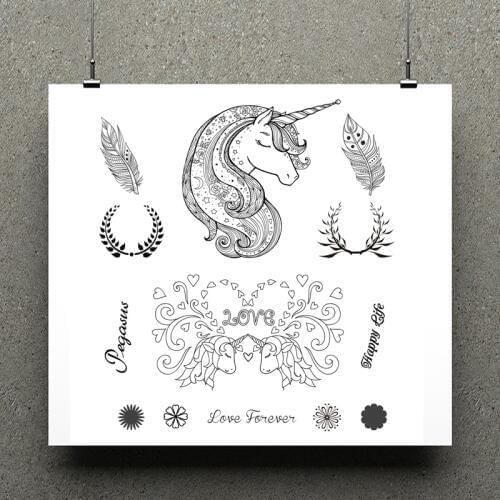 AZSG Feather Unicorn Love Clear Stamps For Scrapbooking DIY Clip Art /Card Making Decoration Silicone Stamps Crafts